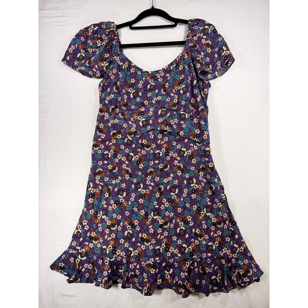 Band of the Free Floral Mini Dress Womens Small Purple Excellent Boho Smocked